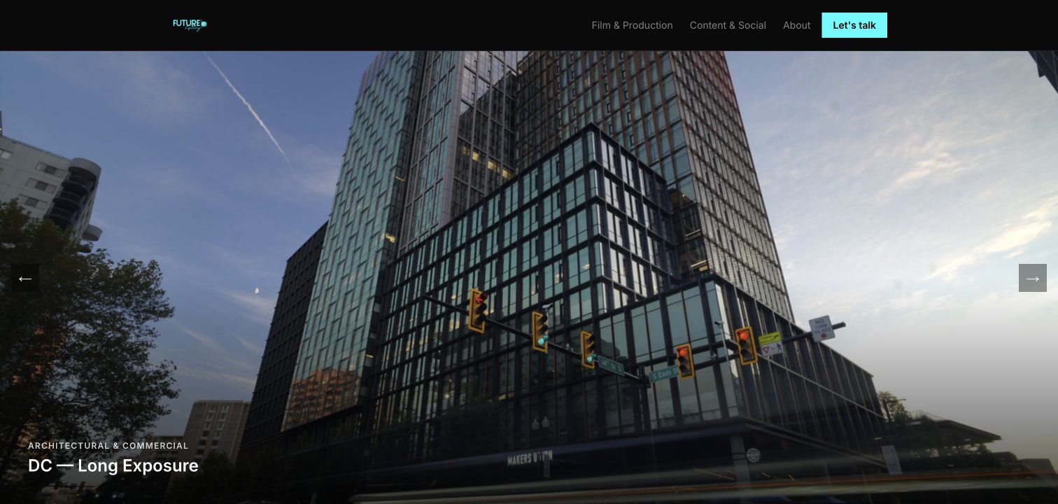 A live Amplify OS tenant website using the dark theme